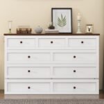 Solid Pine Murphy Bed Chest with Built-In Charging Station and Large Storage Drawer - White + Walnut - Image 5