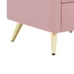 Velvet Upholstered Nightstand with 3 Drawers and Metal Legs - Pink - Image 9