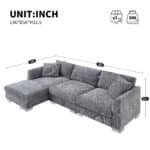 Chenille L-Shaped Sectional Sofa with Oversized Chaise and 2 Pillows - Multiple Colors - Image 2
