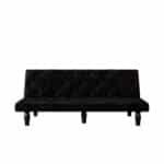 Velvet Sofa Bed with Tufted Design - 2-Seater - Black - Image 10