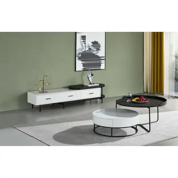 Modern Design Living Room Home Furniture Solid Gold Stainless Steel Wood Cabinet Marble Table Top Tv Stand Table