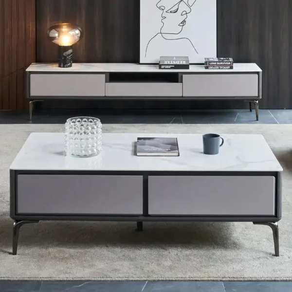 Italian Rock Panel TV Cabinet Coffee Table Combination of Modern Simple Small Living Room Nordic New Floor Cabinet