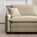 Corduroy Footstool with Retro Design - Tan - Image 8