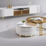 Natural Wood Leaf Shape Coffee Table with Dual Functionality - Brown