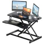 Ergonomic Height Adjustable Desk Converter with Wide Keyboard Tray - Black