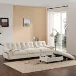 Chenille L-Shaped Sectional Sofa with Multifunctional Armrest and Movable Storage Ottoman - Available in 3 Colors - Image 4