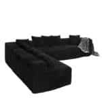 Striped Corduroy U-Shaped Sectional Sofa with Reversible Design - Black - Image 7