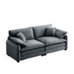 Grey Corduroy 2-Seater Sofa with 4 Pillows - Retro Style Deep Seating - Image 5