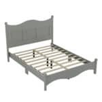 Solid Wood Queen Platform Bed Frame with Wooden Slat Support - Gray - Image 5