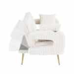 Black Corduroy Straight-Row Sofa with Adjustable Backrest and Cup Holders - 3-Seater - Image 21