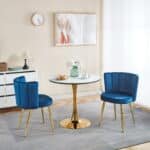 Velvet Dining Chair Set with Ergonomic Design - Blue - Image 6