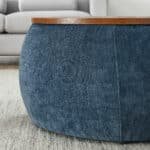Upholstered Round Storage Ottoman with Removable Top - Dark Blue - Image 5