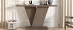 Natural Wood Veneer Console Table with V-Base Design - Minimalist Style - Image 9