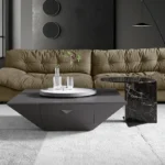 Luxury Wood Coffee Table Set with Marble Side Table - Elegant Finish - Image 12