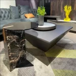 Luxury Wood Coffee Table Set with Marble Side Table - Elegant Finish - Image 11