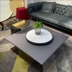 Luxury Wood Coffee Table Set with Marble Side Table - Elegant Finish - Image 3