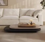 White Wax Veneer Oval Swivel Coffee Table - Elegant Design - Image 9