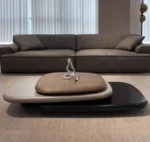 White Wax Veneer Oval Swivel Coffee Table - Elegant Design - Image 10