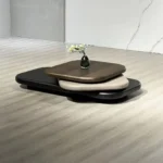 White Wax Oval Swivel Table - Stylish & Functional Centerpiece