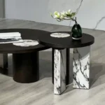 Slate Artificial Marble Round Coffee Table with Side Table - Luxury Design - Image 9