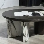 Slate Artificial Marble Round Coffee Table with Side Table - Luxury Design - Image 6