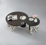 Slate Artificial Marble Round Coffee Table with Side Table - Luxury Design - Image 4