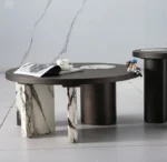 Slate Artificial Marble Round Coffee Table with Side Table - Luxury Design - Image 5