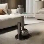 Black Stainless Steel Side Table with Golden Sintered Stone Top - Elegant Corner Design - Image 5