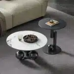 Black Stainless Steel Side Table with Golden Sintered Stone Top - Elegant Corner Design - Image 12