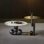 Black Stainless Steel Side Table with Golden Sintered Stone Top - Elegant Corner Design - Image 10