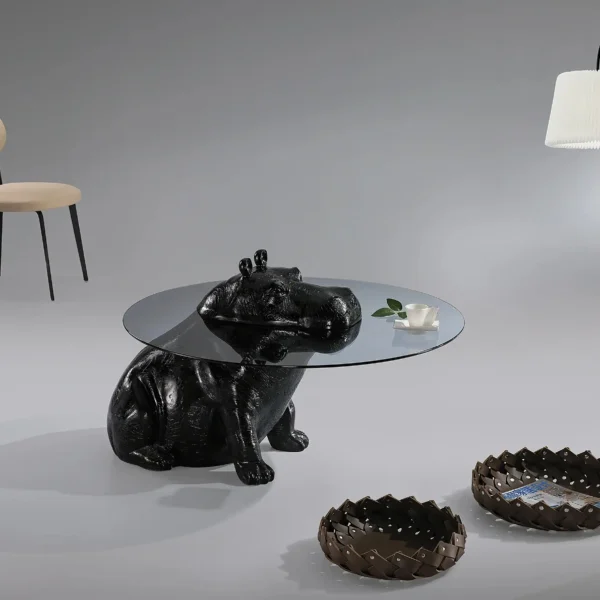 Hippo Style Glass Top Living Room Furniture Interior Villa Special Hippopotamus Apartment Lobby Coffee Table Loft Tea Table