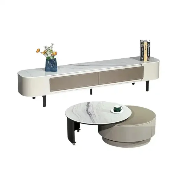 Modern Design Cheap Good Quality Stone Top Tv Stand Coffee Table With TV Stand Sets Living Room Furniture