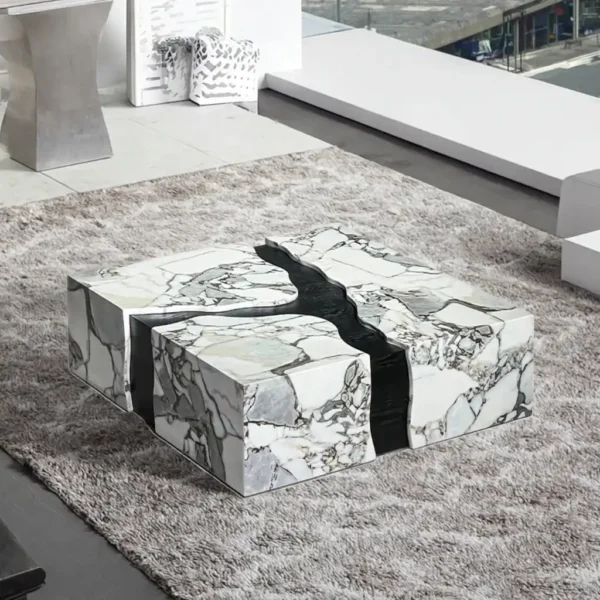 Italian Design Modern Home Living Room Furniture Artificial Marble Square Nice Center Table Drawers Coffee Table for Home Office