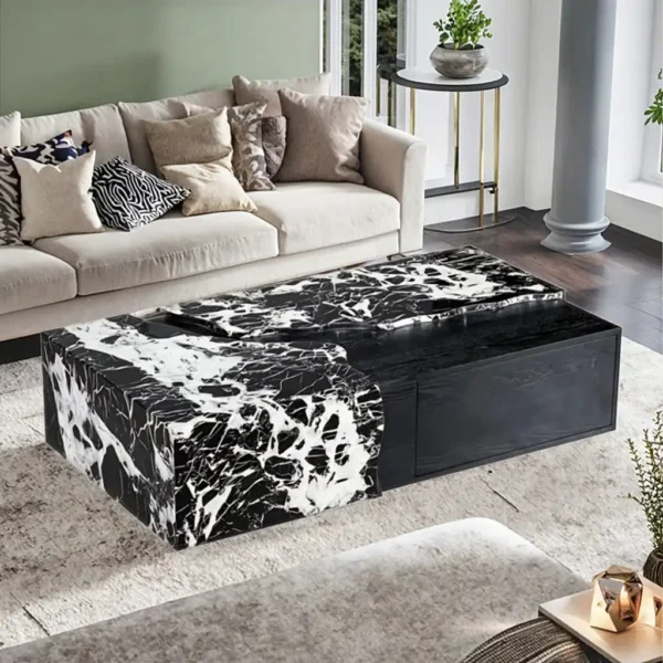 Modern Extendable Movable Nesting Coffee Table Portable Wooden Home Living Room Furniture Decorative Center Table