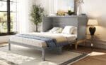 Solid Pine Wood Murphy Bed with Built-in USB Ports - Gray - Image 4