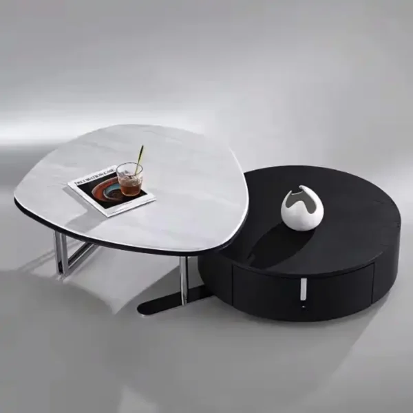 Ideal Art Design Tempered Glass with Walnut Veneer Coffee Tables Wood Side Decorative Hard Wearing Coffee Tables for Living Room