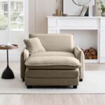 Comfortable Corduroy Retro Lounge Sofa with Footstool – Perfect for Living & Bedroom - Image 3