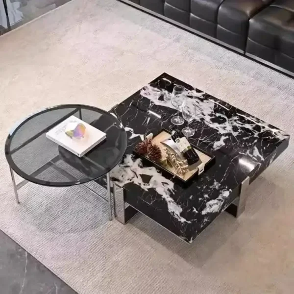 Italian Modern Designer High Quality Marble Square Coffee Table Minimalist Luxury for Simple Home
