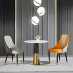 Marble Coffee Table Set with Hollow Gold Frame - Elegant Design