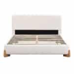 Upholstered Boucle Bed with Solid Wood Feet - White - Image 7