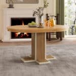 ⁦Solid Wood Oval Extendable Dining Table with Double Layer Design - Espresso⁩ - الصورة ⁦12⁩