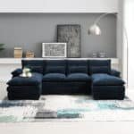 Chenille U-Shaped Modular Sofa with 4 Lumbar Pillows - Comfy Cloud Couch for 6 - Available in 5 Colors - Image 3