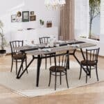 Gray MDF Rectangular Dining Table with Adjustable Legs - Seats 8 - Image 3