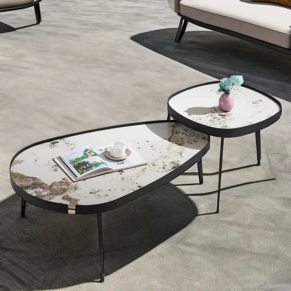 Europe Apartment Project Living Room Modern Style Set Coffee Table Oval Shape Ceramic Home Furniture Bedroom Hotel Tea Table