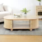Natural Wood Oval Side Table with Storage - Rustic Charm - Image 3