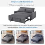 Corduroy Convertible Loveseat Sofa Bed with USB Ports - Light Grey-Green - Image 21