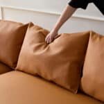 Eco-Leather Curved L-Chaise Sofa with Distinctive Design - Orange - Image 11