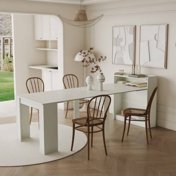 Wooden Extendable Dining Table with Storage - Neutral Finish