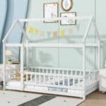 Wooden House Roof Bed - Cozy Twin Size Kids Bed with Playful Roof Frame - Image 2