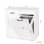 White Wooden Laundry Cabinet with Dual Sorting Hampers - Space-Saving Organizer - Image 5